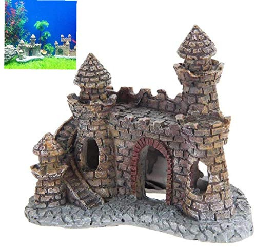 Angoter Harz Karikatur Schloss Aquarien Schlossturm Ornamente Fisch-Behälter-Aquarium-Zubehör Dekoration
