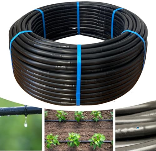acquaverde | Ala Gocciolante ø 16 mm Passo 30 cm con Gocciolatore Doppio Foro 2 L/H SUPER, Rotolo da 50 mt, Tubo In Polietilene per Irrigazione a Goccia Automatica, Nero - Orto Facile