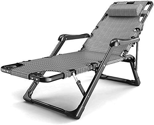 TGTGH Sonnenliege, Gartenstühle, faltbar, Liegestuhl, Zero-Schwerkraft-Recamiere, Terrasse, Klappstuhl, Outdoor, verstellbar, Strand, Camping, tragbarer Stuhl, schwere Menschen (Farbe, Grau), Grau