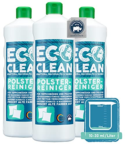 Eco Clean® Polsterreiniger 3x1L Set - hochwirksamer Sofa Reiniger - materialschonend - zuverlässiger Autositz Reiniger - Polsterschaum antistatisch