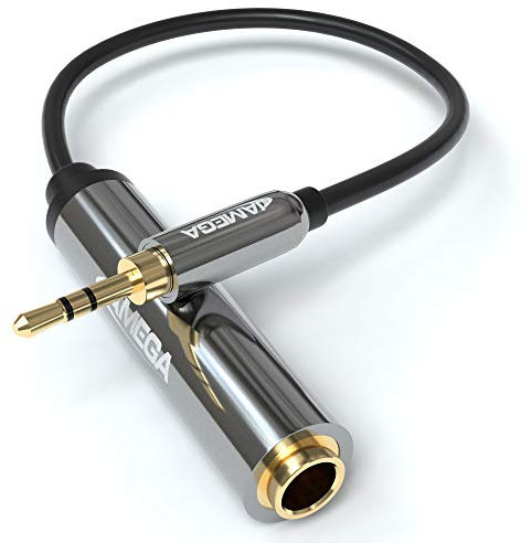 JAMEGA - 0,1m Stereo Klinken Adapter | 3,5mm Klinken Stecker auf 6,3mm Klinken Buchse TRS 1/4 zu 1/8 Audio Aux Adapter Kabel mit 24K Vergoldete Kontakte für Kopfhörer, Lautsprecher uvm