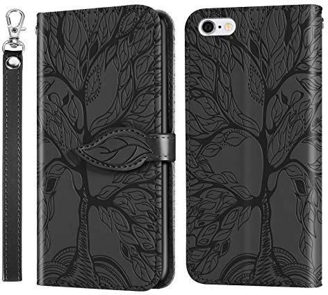 Vkooer Coque pour iPhone 6 / 6s Premium en Cuir PU Étui Portefeuille à Rabat Housse avec Porte Cartes Fermeture Magnétique Etui de Protection pour iPhone 6 / 6s, Noir