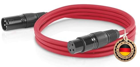 ETEC Professional XLR Audio Kabel 1,5m Mikrofonkabel rot Stecker Buchse Lichttechnik Datenübertragung Musik Sound