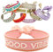 LS-LebenStil Exklusives Statement Armband Quasten besticktes Boho Canvas Webarmband (Good Vibes Rosa Weiß)