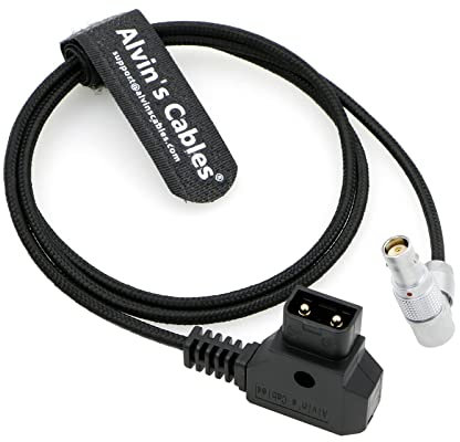 Alvin's Cables Flexibles Stromkabel für RED Komodo-Kamera Drehbar Rechtwinklig 2-polige Buchse auf D-Tap Geflochtener Draht, 80 cm | 31,5 Zoll
