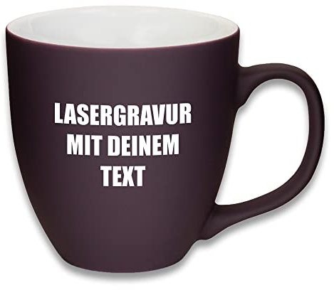 Mahlwerck XL Jumbotasse, selbst gestalten, große Porzellan-Kaffeetasse mit matter Oberfläche, Tasse personalisieren mit Namen, Geschenk, 400-450ml, mit eigener Textgravur, Berry Violet