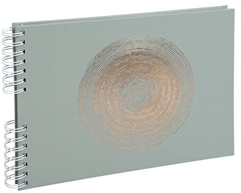 Exacompta 16165E Fotoalbum mit Spiralbindung ELLIPSE 150 Fotos 50 weiße Seiten Format 32 x 22 cm grüner Kunstledereinband mit roségoldener Prägung in Form einer Ellipse