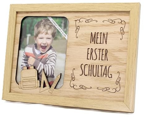 power gift Mein ERSTER Schultag - Bilderrahmen, Fotorahmen, Einschulung. Tolles Geschenk für Erstklässler. Erinnerungsfotorahmen zum Schulanfang.