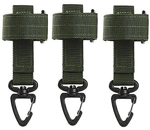 ACEXIER 3PCS Outdoor Keychain Taktische Gear Clip Keeper Pouch Gürtel Keychain Molle Gurtband Handschuhe Seil Halter Militär Molle Haken (Green)