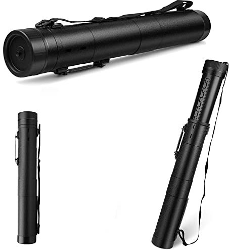 Crystals Adjustable Telescopic Artist Drawing Teletube, Compact Storage Carrying Tube for Artworks, Drawing, Flip Chart, Arrow Tubes with Carry Strap - Black (Extra Large)