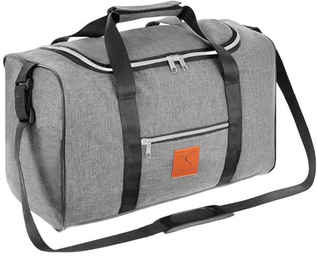 Granori Handgepäck Reisetasche 40x30x25 cm ET2 - Leichte Flugzeug Bord-/ Kabinengepäck Tasche 30 l für Damen und Herren | Max. Maße Flug Gepäck Kabinentasche mit Schultergurt für Eurowings (Grau)