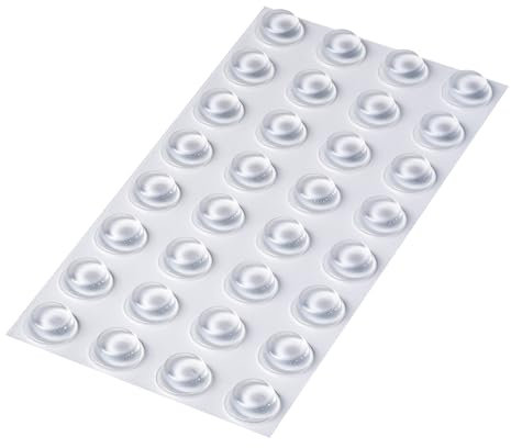 Happy Bananas Clear Self Adhesive Flat Topped Bumper Pads Stops Rubber Feet for Chopping or Cutting Boards, Electronics, Glass, Crafts - 14mm x 4.5mm (32)