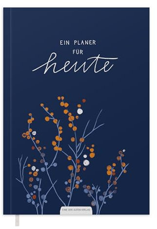 Eine der Guten Terminkalender A5 – undatierter Kalender, Softcover Wochenplaner ohne Datum, vertikales Layout, Terminplaner zum flexibel starten, Blau Weiß Orange mit Blumen, klimaneutral, FSC Papier