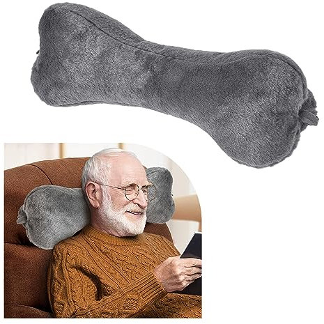 Jiangding Neck Pillow soft Bone shape for sofa Armchair Recliner Couch Office Chair Airplanes Sleeping Travel Great Pain Relief Supportive Neck Head Waist Fixable (Grey-ty)