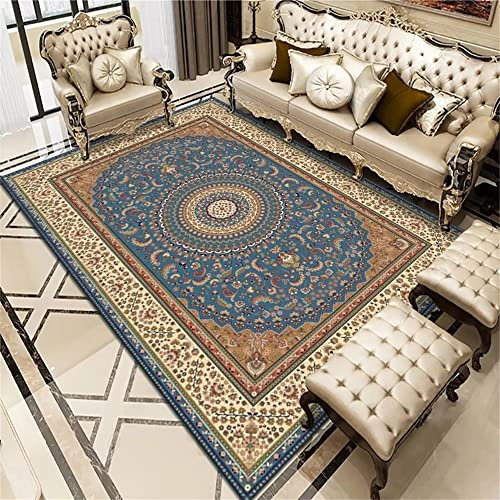 RUGMRZ Terassenteppich deko Wohnzimmer Blaues Pflanzendruck-Design, Wohnzimmerzubehör ist rutschfest und verformungsfrei. Auto Teppiche 200X300CM