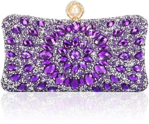 Beaguful Damen Abendtaschen Glitzernde Strass Clutch Geldbörsen Luxus Handtaschen, Dunkles Violett