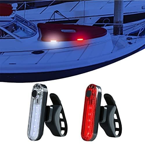 CKLHCFF 2 Pcs Kayak Battery Operated Navigation Lights, Portable LED Boat Lights,Waterproof Battery Operated Bicycle Tail Light,for Boat Kayak Pontoon Hovercraft Yacht Motorboat Bike Hunting