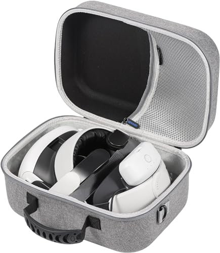 DEVASO Upgraded Large Carry Case for Meta Quest 3, Soft Lining Case for BOBOVR S3 Pro/Kiwi Design Battery Head Strap and Other Accessories, Hard Shell Travel Bag for Travel and Storage, Gray