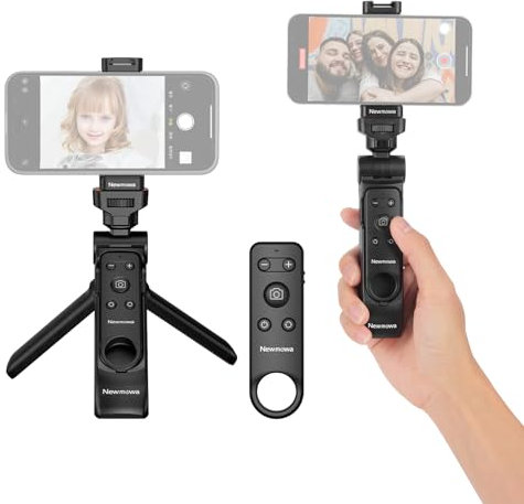 Newmowa Telefon Fernauslöser Stativ mit Abnehmbarer Fernbedienung, Selfie Stick Stativ für iPhone Video Fotoaufnahmen/Zoom/Objektivwechsel, kompatibel mit iPhone 12 und höher (iOS 15 höher)