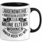 Jugendweihe Abgeschlossen Tasse Geschenk Aber Meine Eltern Wohnen Immer Noch Bei Mir Geschenkidee Jugendweihe Kaffee-Becher (Schwarz)
