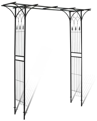 Rosenbogen Aus Metall, Torbogen Aus Schmiedeeisen Für Den Garten, 205cm*210cm Schwarz Gartenbogen Mit Spitzen, Rankbogen Für Kletterpflanzen