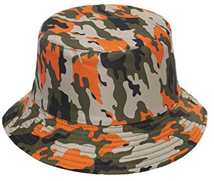 BIISDOST Camouflage Sun Becken Mütze Schutz Outdoor-Mütze Anglerhut Herren Wasserdicht (Orange, One Size)
