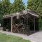 Homgoday Pavillon mit Moskitonetz & LED-Lichterkette Gartenpavillon Gartenzelt Festzelt Bierzelt Partyzelt UV Schutz Gartenzelt für Event, Party, Garten, Terraza 4x3x2,73 m Taupe