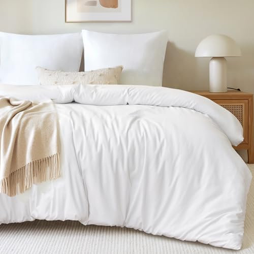 Tifschlaf Bettwäsche 220x240 3 teilig Weiß, Mikrofaser 1 Bettbezug 240x200 cm + 2 Kissenbezüge 80x80 cm, ÖKO-TEX Bettwäsche-Sets Weiss mit Reißverschluss Weich und Bügelfrei Deckenbezug
