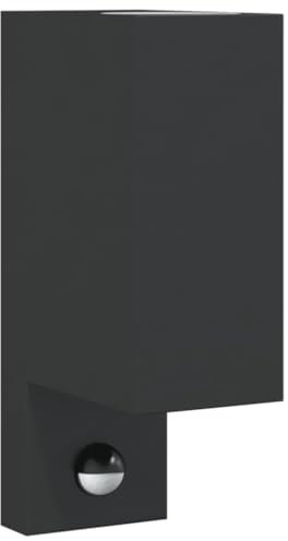 vidaXL Außenwandleuchte mit Sensor, Wandleuchte mit IP54-Schutzart, Außenleuchte mit Diffusor, Wandleuchte Gartenlampe, Schwarz Aluminiumdruckguss