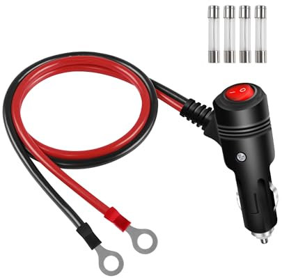 GELRHONR 12V KFZ Zigarettenanzünder Wechselrichter Kabel, Auto Zigarettenanzünder Stecker auf O-Ring-Anschluss mit Schalter, 15A Sicherung, für Luftpumpe, Auto-MP3-Netzteil (0.6M/2Ft)