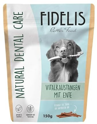 Fidelis - Vitalkaustange Ente - Zahnpflege Snacks für Hunde 150gr - Luftgetrocknete Hunde Leckerlis aus 100% natürlichen Rohstoffen - Hunde Leckerli als Snack zur Zahnhygiene