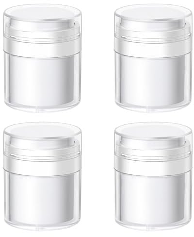 CHGCRAFT 4pcs Airless Pump Jars 50 ML Airless Pump Bottles Empty Cosmetic Container Travel Portable for Lotions Creams Makeup