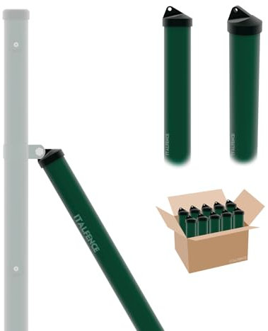 Italfence - Zaunstreben für Maschendraht Drahtzaun, grün pulverbeschichtet (verschiedene Höhen) [H 150cm, Ø34mm, 5 Stück]