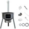 Stufa a Legna per Cucinare All'aperto, Stufa a Razzo da Campeggio Portatile, Stufa a Legna in Ferro Rimovibile con Tubo per Il Fumo, Comoda Stufa da Pavimento(68cm/26.8in)