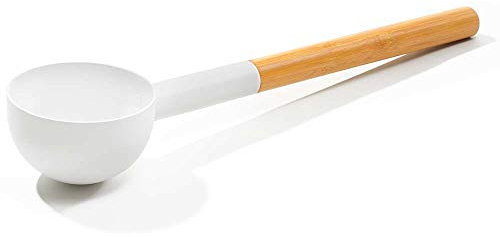 KOLO Kauha 2 Sauna Kelle 300 ml - Weißes Aluminium mit Bambusgriff 43 cm - Premium Saunakelle - Langlebig & ergonomisch - Für Aufgüsse und authentische finnische Saunakultur - Made in Finland