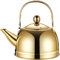 Stovetop - Bollitore da tè con infusore, in acciaio inox, teiera vintage per fornello a gas, fornello elettrico, bollitore veloce e manico pieghevole, oro (2,4 L)