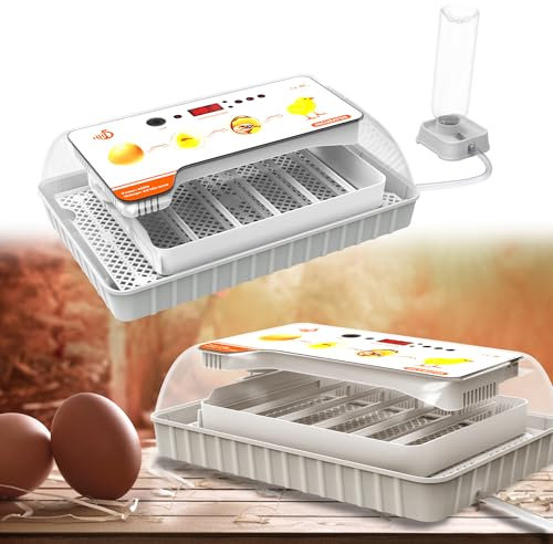 YRHome Brutautomat Vollautomatisch Brutmaschine Mit LED-Kontrollfunktion Silikon-Heizelement Inkubator Hühner Wärmeplatte Küken Brutkasten Hühner Für 20 Eier,Grau+Weiß