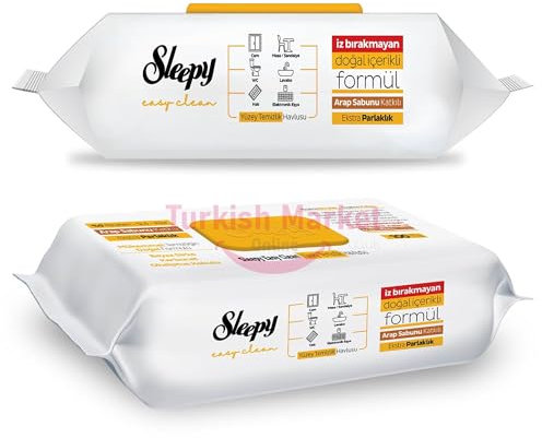 Sleepy Easy Clean Surface Cleaning Towel Herbal Soap Additive 6 Pack Cloths Wipe, Antibacterial, Extra Large and Strong, Vegan Arap Sabun Katkili Yüzey Temizlik Havlusu 6x100 pcs by TOM