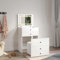 ZANOFIRA Dressing Table Set with Flip Up Mirror and LED Lights, Small Makeup Table with Dimming & 3 Color Modes,White Modern Vanity Table with 4 Drawers and Cushioned Stool for Bedroom