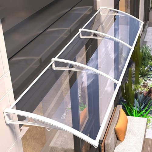 Placa de aluminio de policarbonato blanco con soporte transparente para puerta de casa, terraza, patio, contra la lluvia, la nieve, rayos UV (60 x 60 cm)