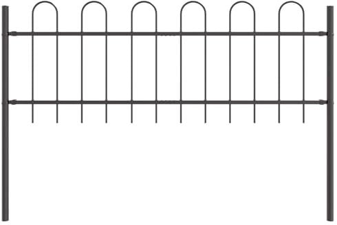 vidaXL Grey Garden Fence Panels - Set of 5 Metal Outdoor Barrier - 170cm x 85cm