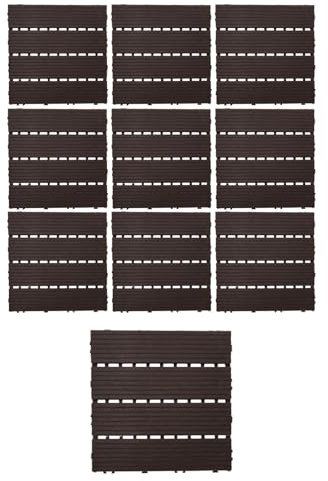 10 Piastrelle in PVC per Esterno 30x30 cm – Colore Nero Caffè, Ad Incastro, Tagliabili, Copertura 0.9 m²
