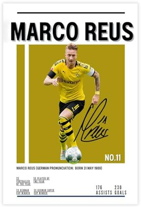 GJHTQLP Marco Reus Leinwand-Poster, Schlafzimmer-Dekor, 30 x 45 cm