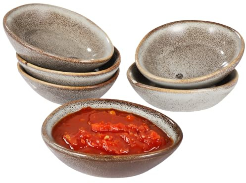 SWEWARM 6 Pcs Ceramic Sauce Dishes, Vintage Small Bowls for Dips, Appetizers, and Snacks, Microwave & Oven Safe, Ideal for Buffet & Condiments