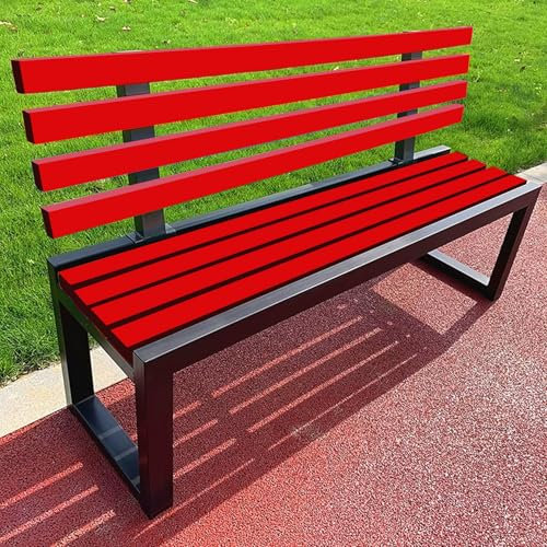 yurstcggh Wetterfest Holzbank Bank,Garten Terrasse Bank,Gartenbank,for Terrasse Park Rasen Hof, 2-4 Sitzer,mit Lehne,Verandastuhl for Basketballplatz Rot 100×40×85cm
