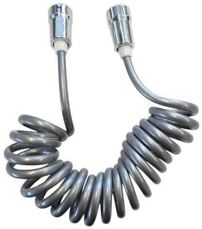 Sanixa GO1426 Spiral Brauseschlauch 300 cm Grau Duschschlauch flexibel 1/2 Zoll Anschluss Kunststoff Nylon dehnbar Duschzubehör für Handbrause Dusche Bad Camping Knickschutz