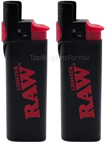 Zactly - 2 x RAW Phoenix Rare nachfüllbare Feuerzeuge - Schwarzes Standard-Flammenfeuerzeug mit eingebautem windabweisendem Schild und Verpackungswerkzeug Pokerstick - langlebiges & wiederverwendbares