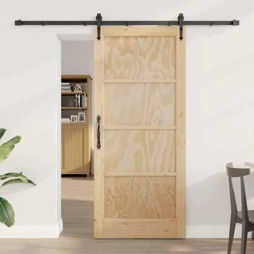Homgoday Porta Scorrevole Marrone 86 x 198.5 cm Legno di Pino massello