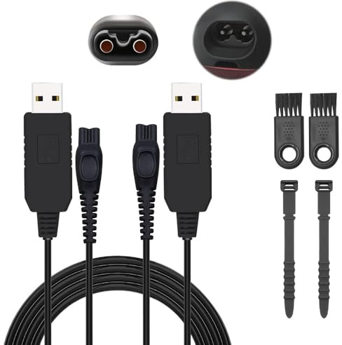 Vmoomax 15V USB Charger Compatible with Philips HQ8505, 2pcs Replacement Shaver Power Charger Cord for Norelco Oneblade Series 3000 5000 7000 9000 QP6510 QP6620 MG5750 MG7790 Cable