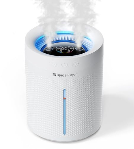 Space Player Luftbefeuchter 3L kabellos, 4000mAh, starker Nebel, 23dB leise | 2 Düsen, 4 Sprühmodi, Top-Fill, Nachtlicht, 2/4/8-Std.-Timer, Auto-Stopp für Schlafzimmer, Babyzimmer, Büro und Pflanzen